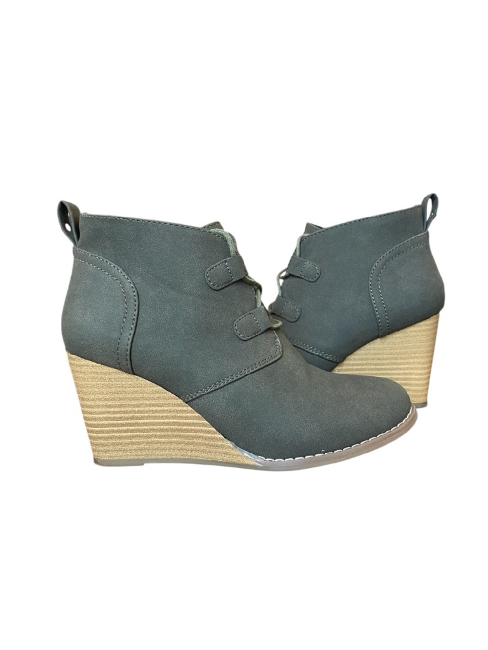 NAUTICA Gray / dark green Wedge Ankle Boots, size 8.